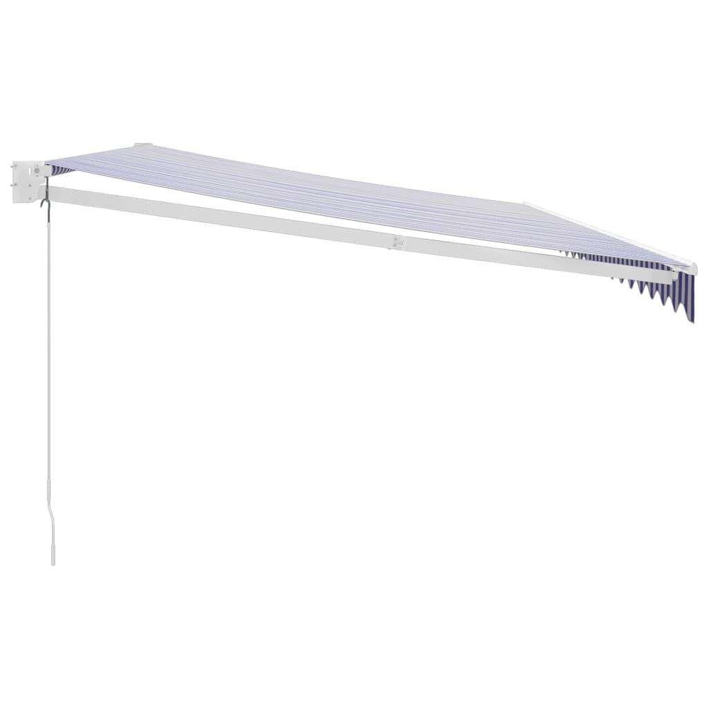 Auvent rétractable bleu et blanc 5x3 m tissu et aluminium