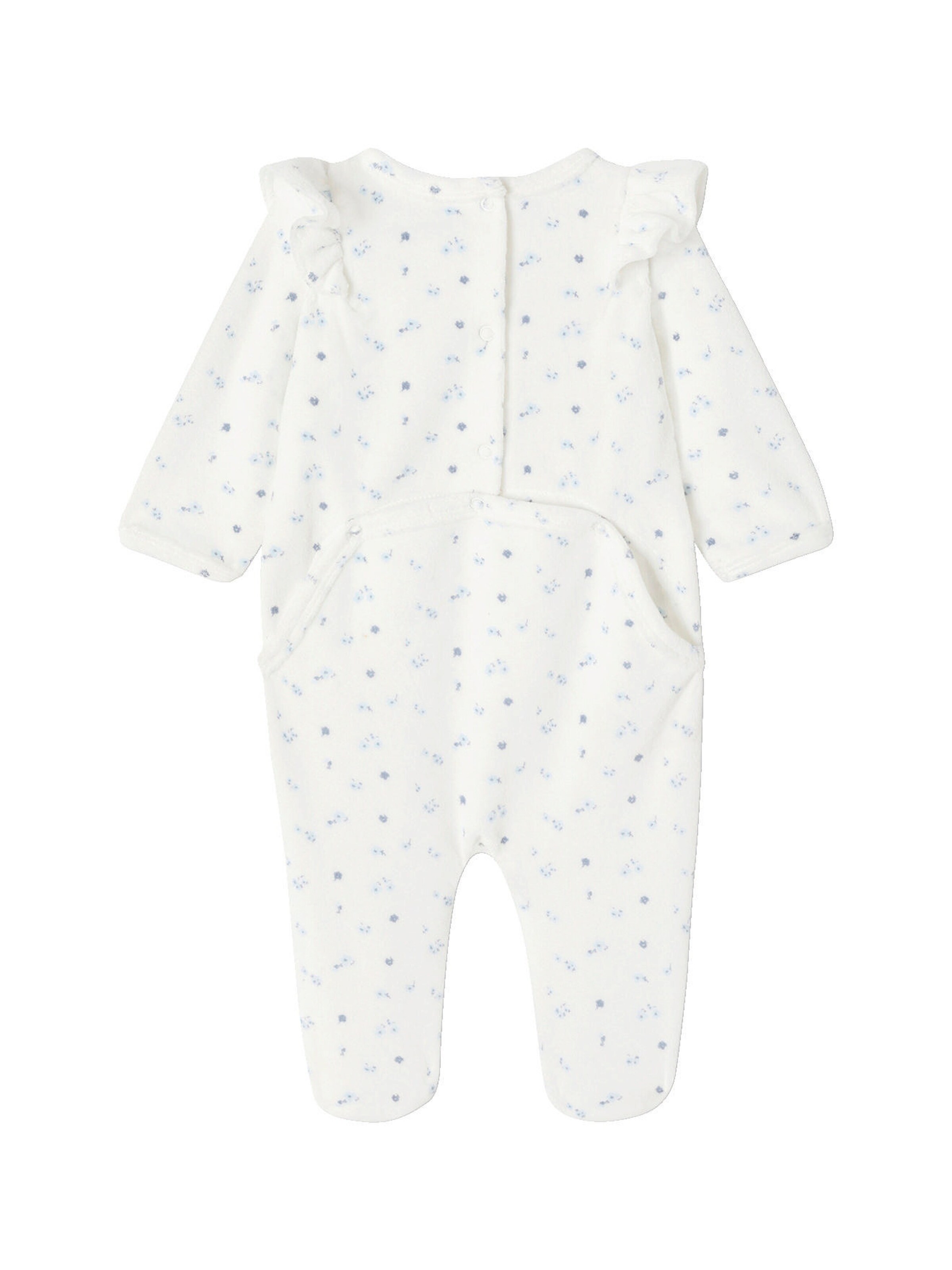 Vertbaudet 2er-Pack Mädchen Baby Samt-Strampler himmelblau