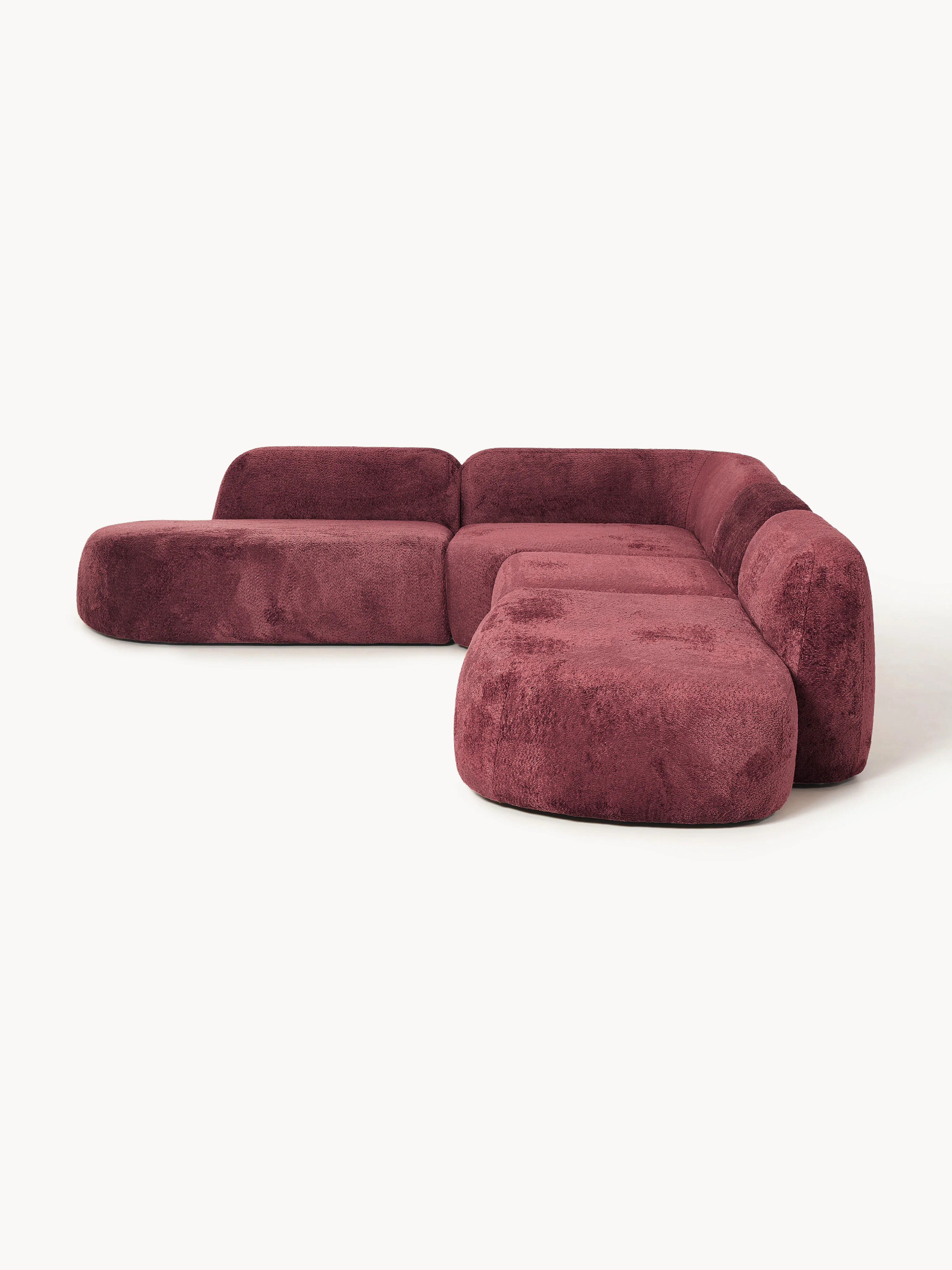 XL modulaire teddy bouclé hoekbank Wolke (4-zits) met chaise longue