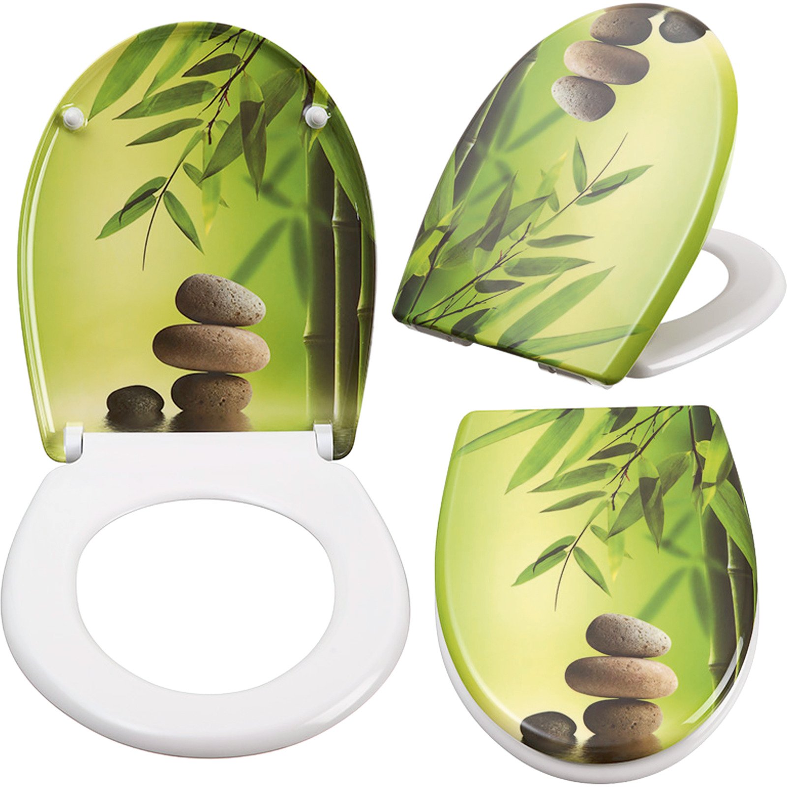 WC-Sitz Duroplast Bamboo mit Absenkautomatik ca. 44,6 x 37,3 cm