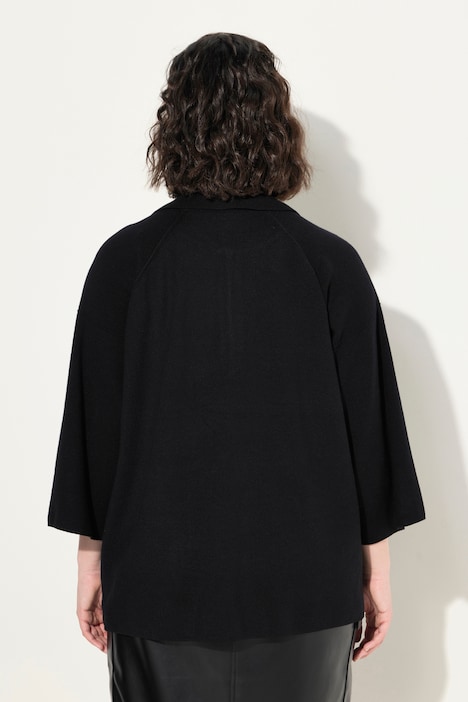 Pullover, Ziernähte, Polokragen, Zipper, 3/4-Arm