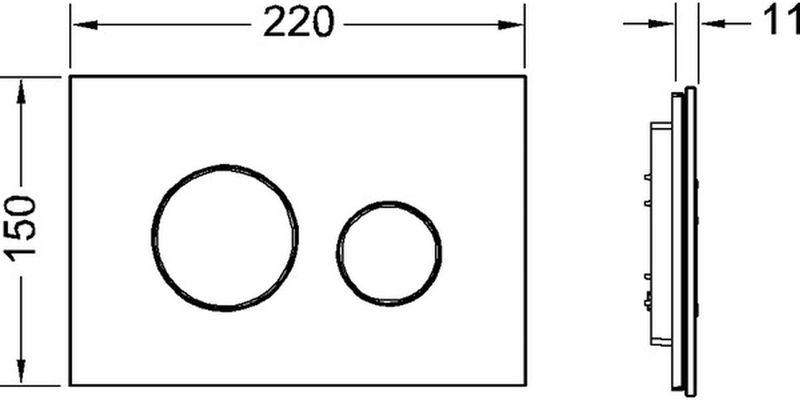 TECE - Loop - Drukplaat - Glas Zwart - Toetsen Mat Chroom