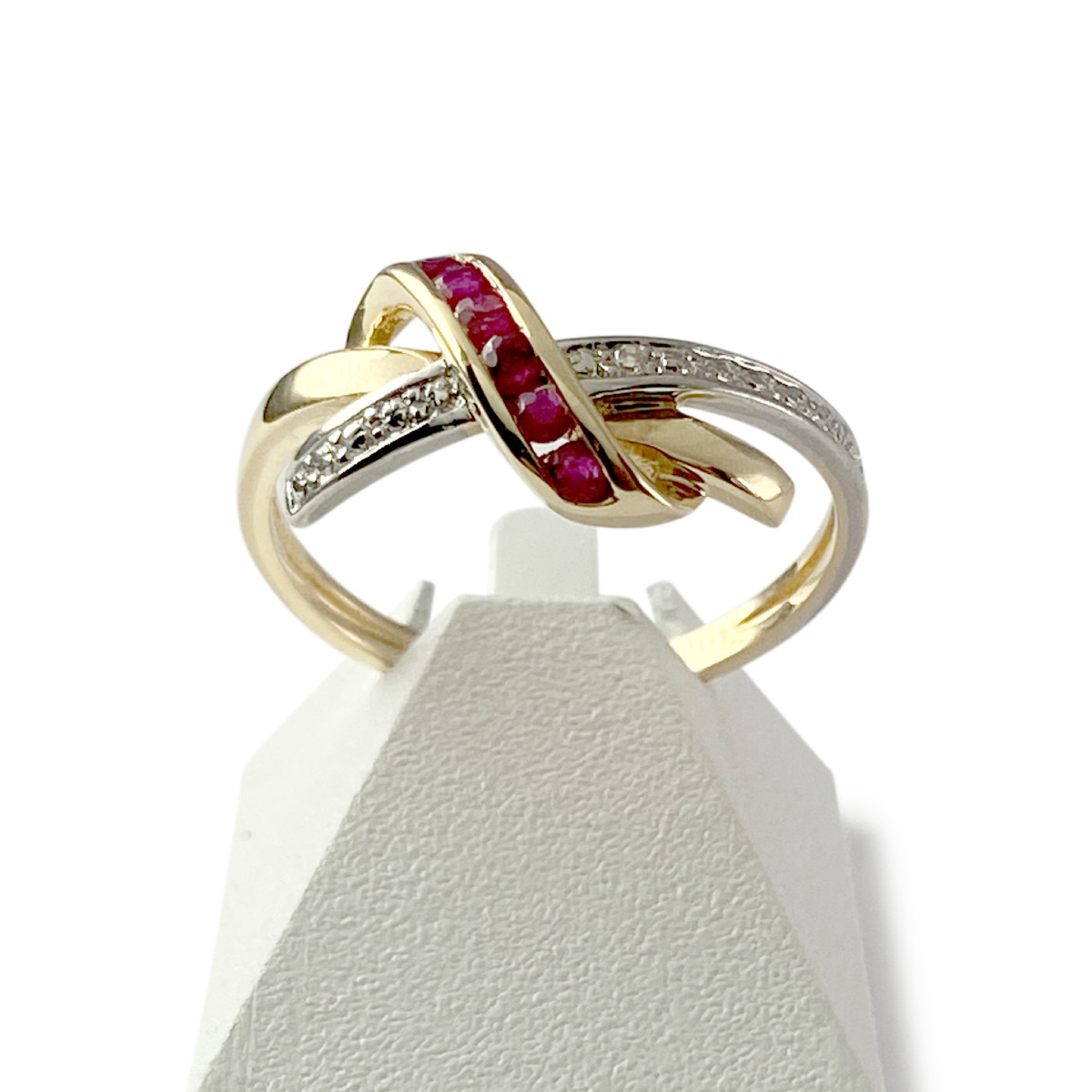Bague d'occasion or 750 jaune et rhodié diamant rubis