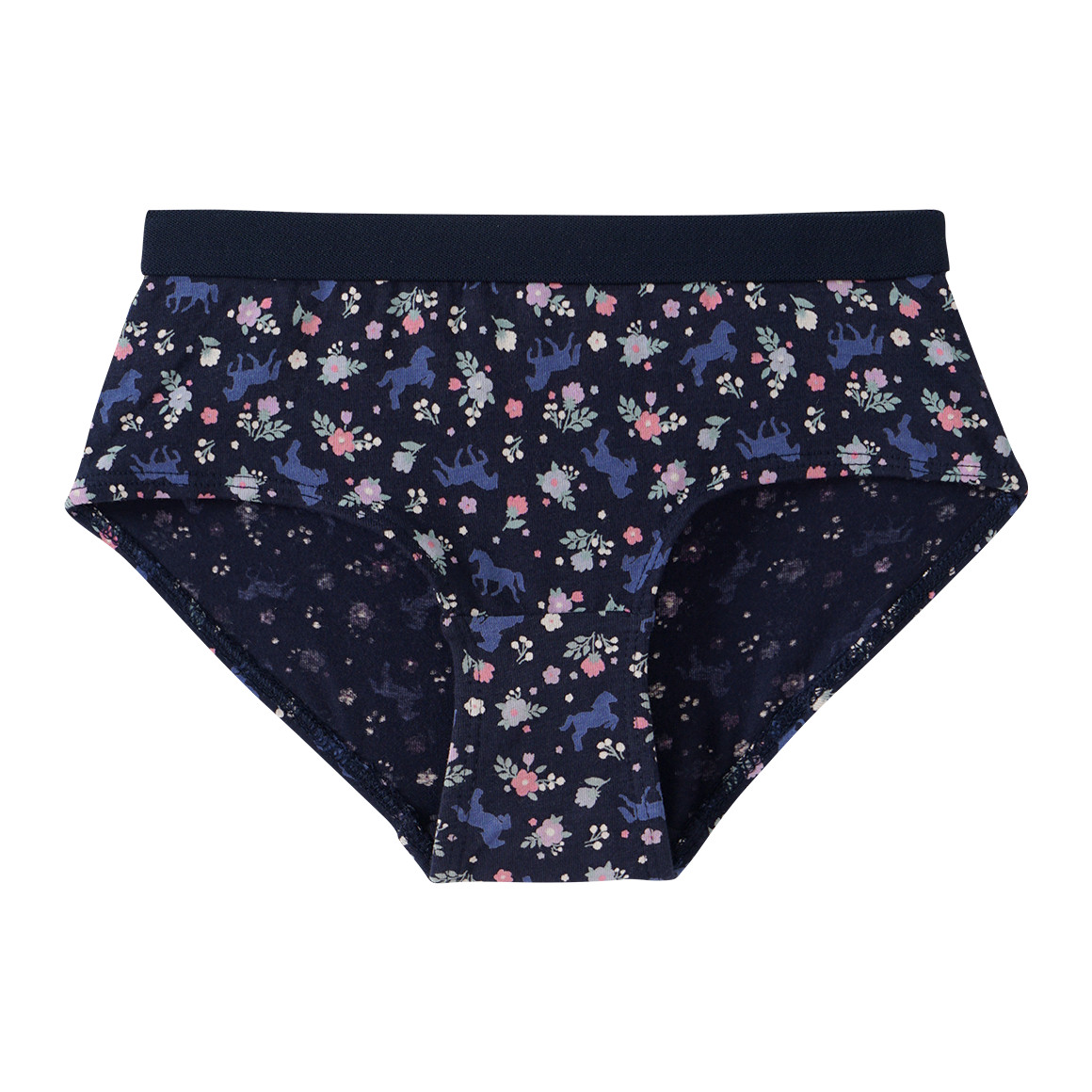 Yigga 5 Mädchen Pantys mit Pferde-Motiven dunkelblau / pink / helllila