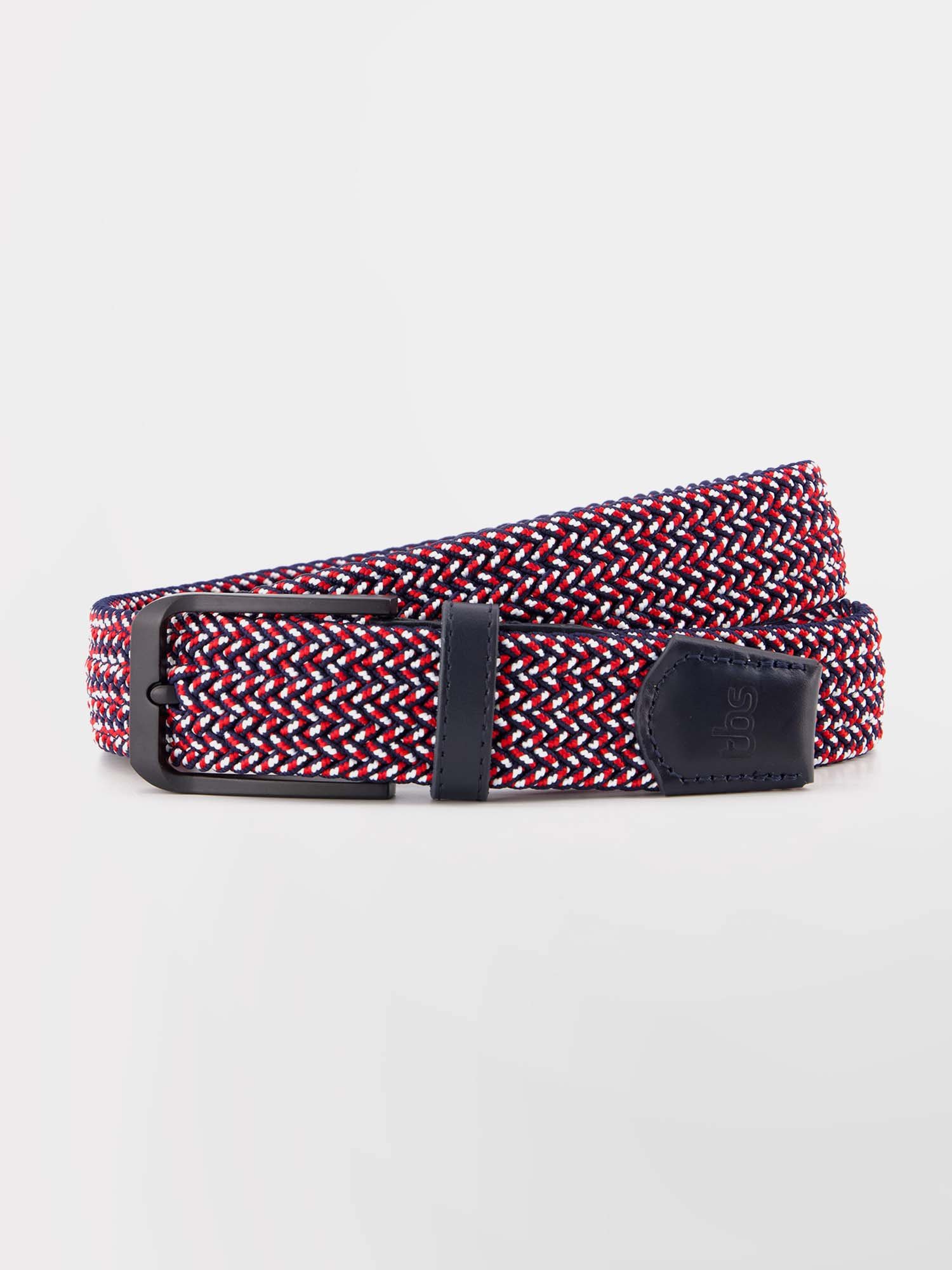 Ceinture Homme Tressée & Elastiquée Bleu Blanc Rouge