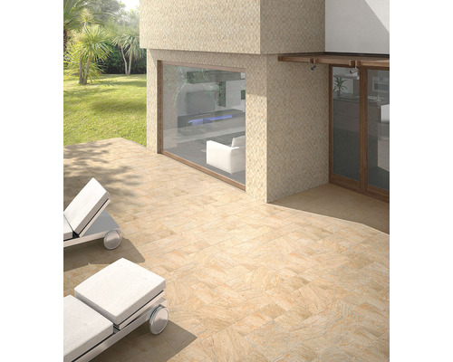 Porseleinen steengoed siertegel Quarzite Arena 32 x 62,5 x 0,9 cm