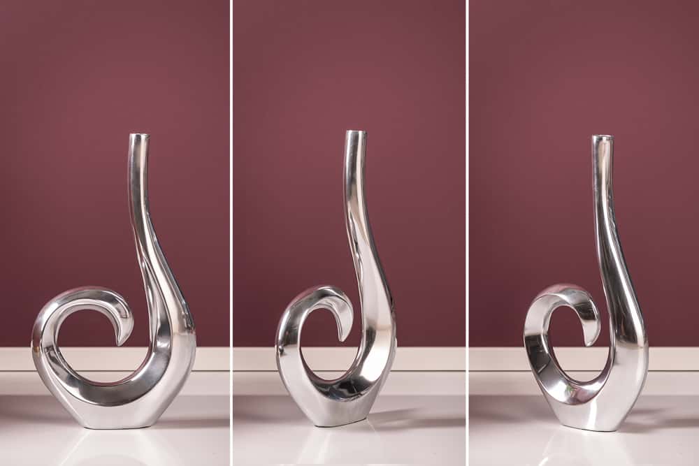 Moderne Vase WAVE 47cm silber Aluminium poliert Dekoration