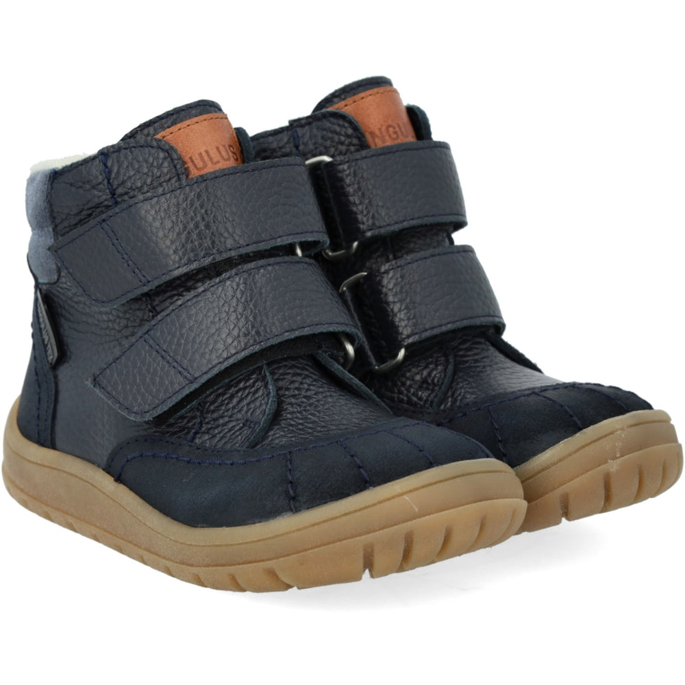 Køb Angulus Navy/Tan/Blue Fog Velcro TEX-støvle Med Ekstra Slidstærke Detaljer