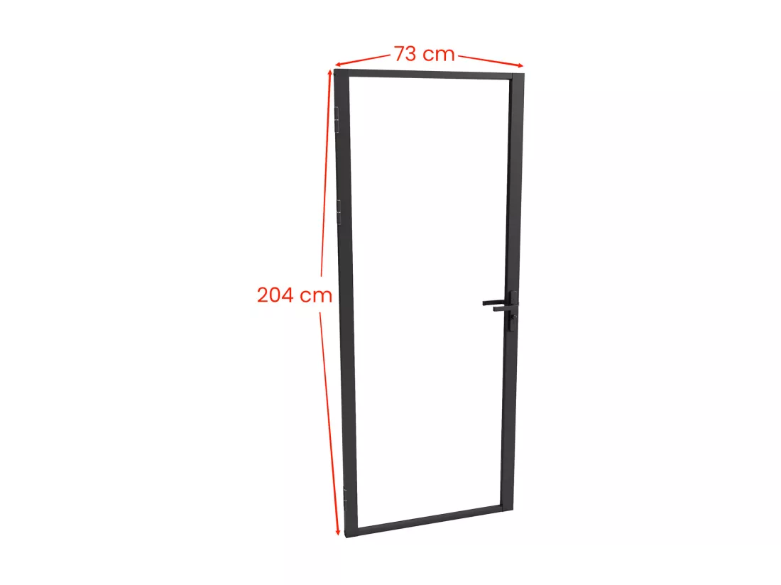 Bloc porte réversible en aluminium et verre trempé - H204 x L73 cm - Noir - LOXTON