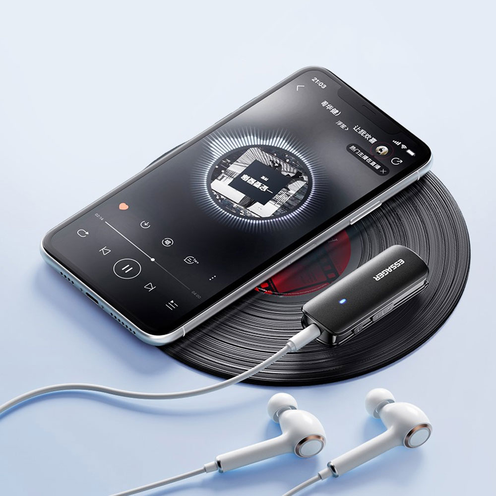 Bluetooth Audio Receiver mit Freisprechfunktion   3.5mm Klinke Anschluss und MicroSD Kartenslot - Schwarz