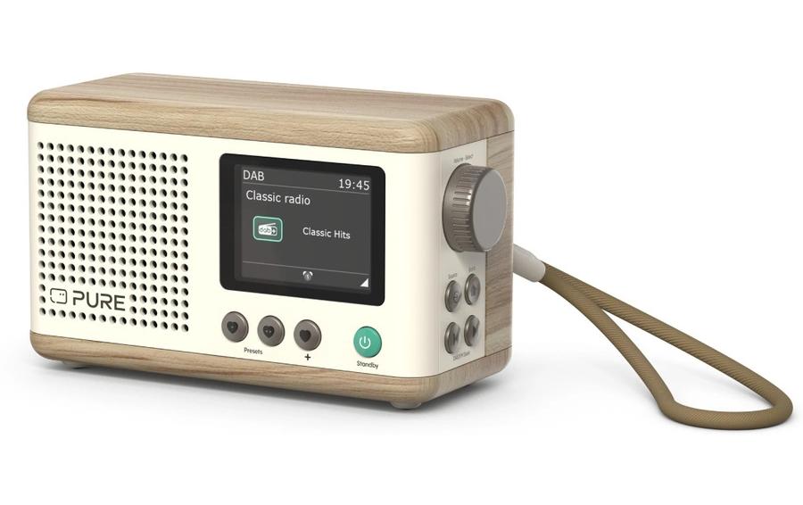 DAB+ Radio Classic Mini Eiche/WeissTragbares, akkubetriebenes Digitalradio mit Bluetooth 5.3
