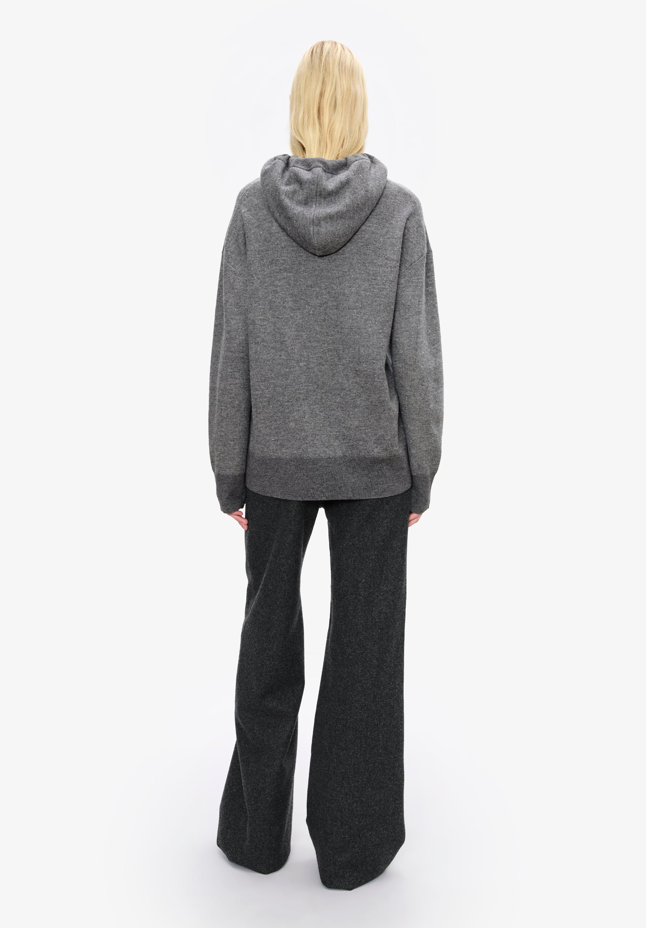 Hoodie unisexe en laine. - Gris chine
