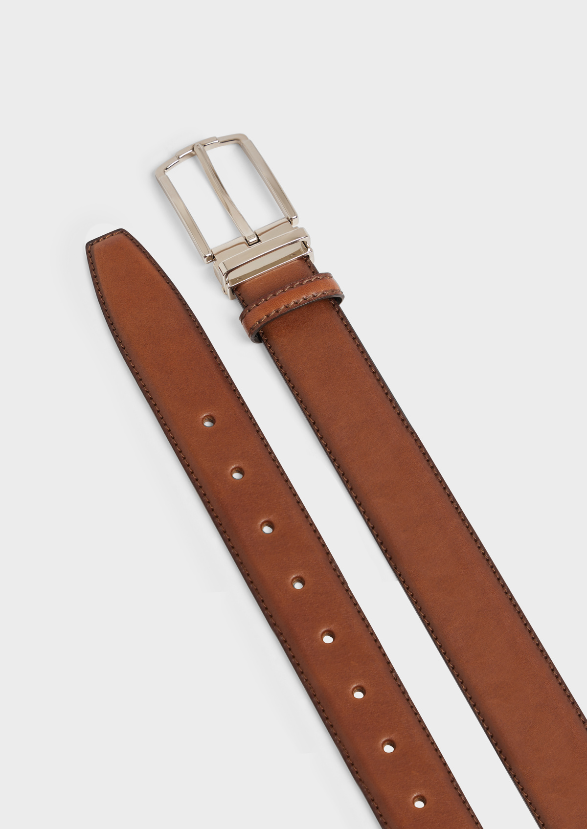 Ceinture ajustable en cuir lisse cognac