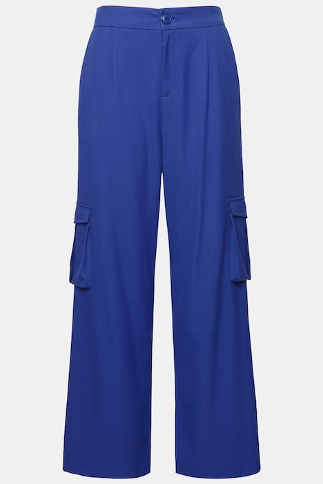 Cargohose, High Waist, Wide Legs, teilelastischer Bund, Cargotaschen