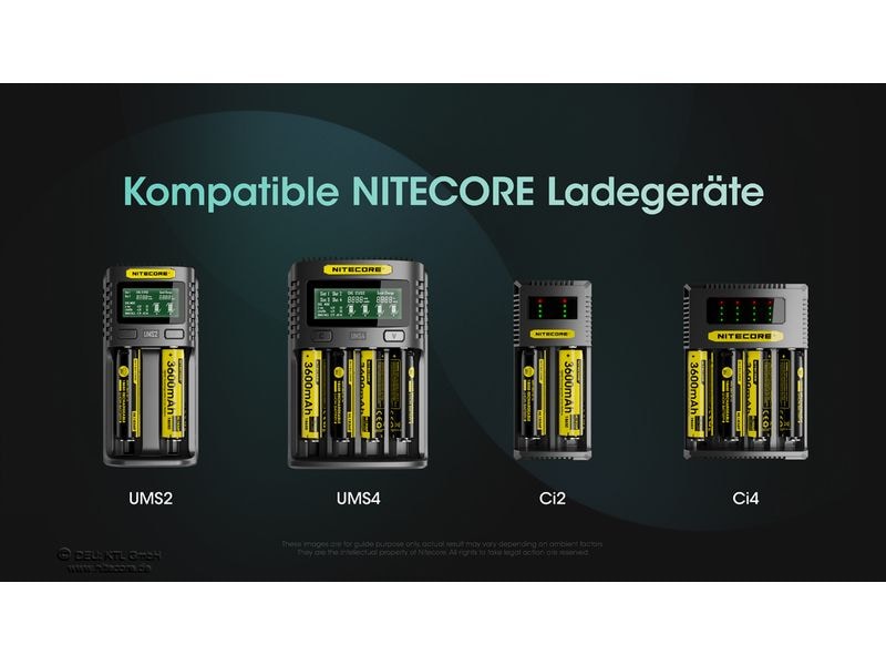 Nitecore Akku NL1836R Li-Ion Typ 18650 mit USB-C 3600 mAh, Geschützter Li-Ion-Akku