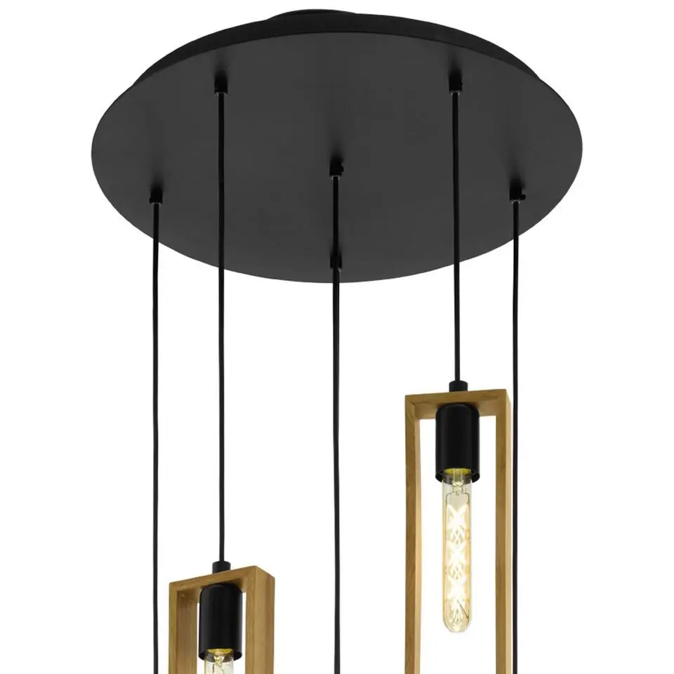 EGLOLittletonHanglamp-E27-Ø50cm-Zwart/Bruin