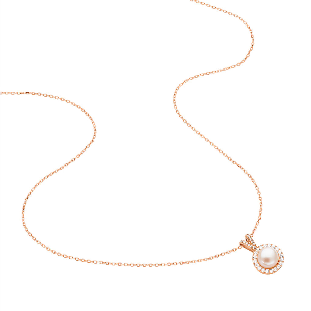 Collier Olivia Argent Rose Perle De Culture Et Oxyde De Zirconium