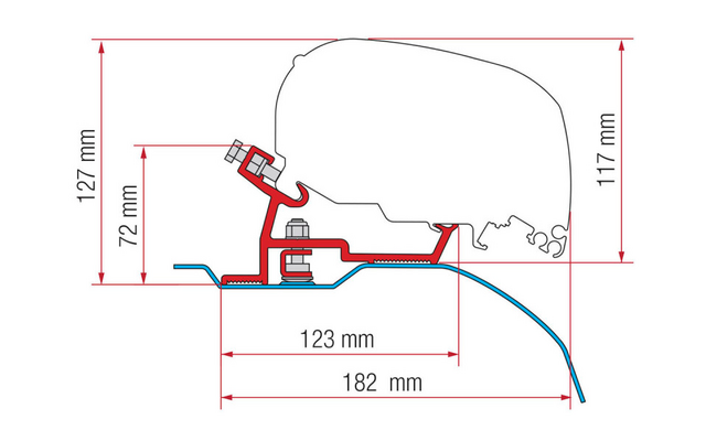 Fiamma Kit Fiat Ducato / Citroën Jumper / Peugeot Boxer - H2 L2/L3 ab 2006 Markisenadapter für Fiamma F80/F65 schwarz