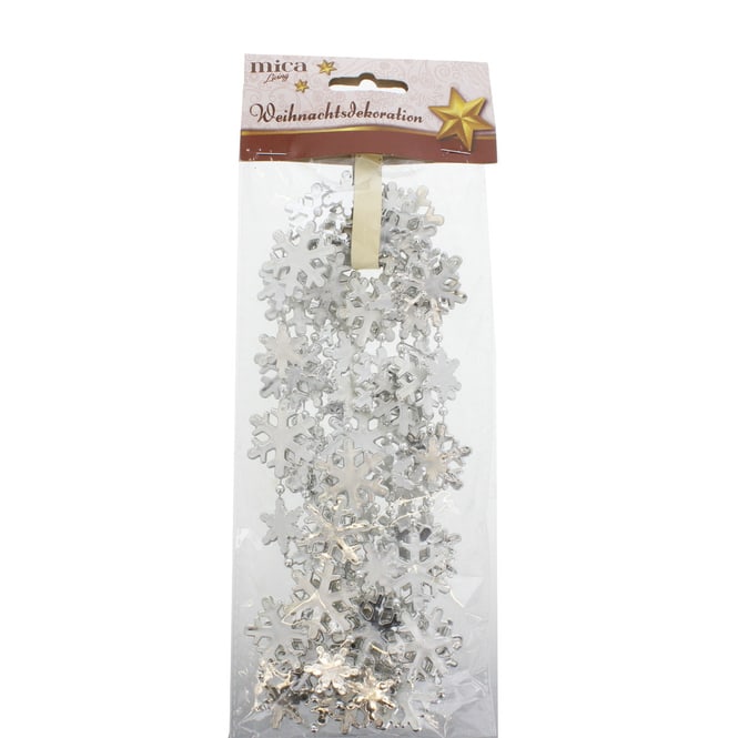 Weihnachtsbaum-Girlande - Schneeflocken - aus Kunststoff - ca. 270 cm