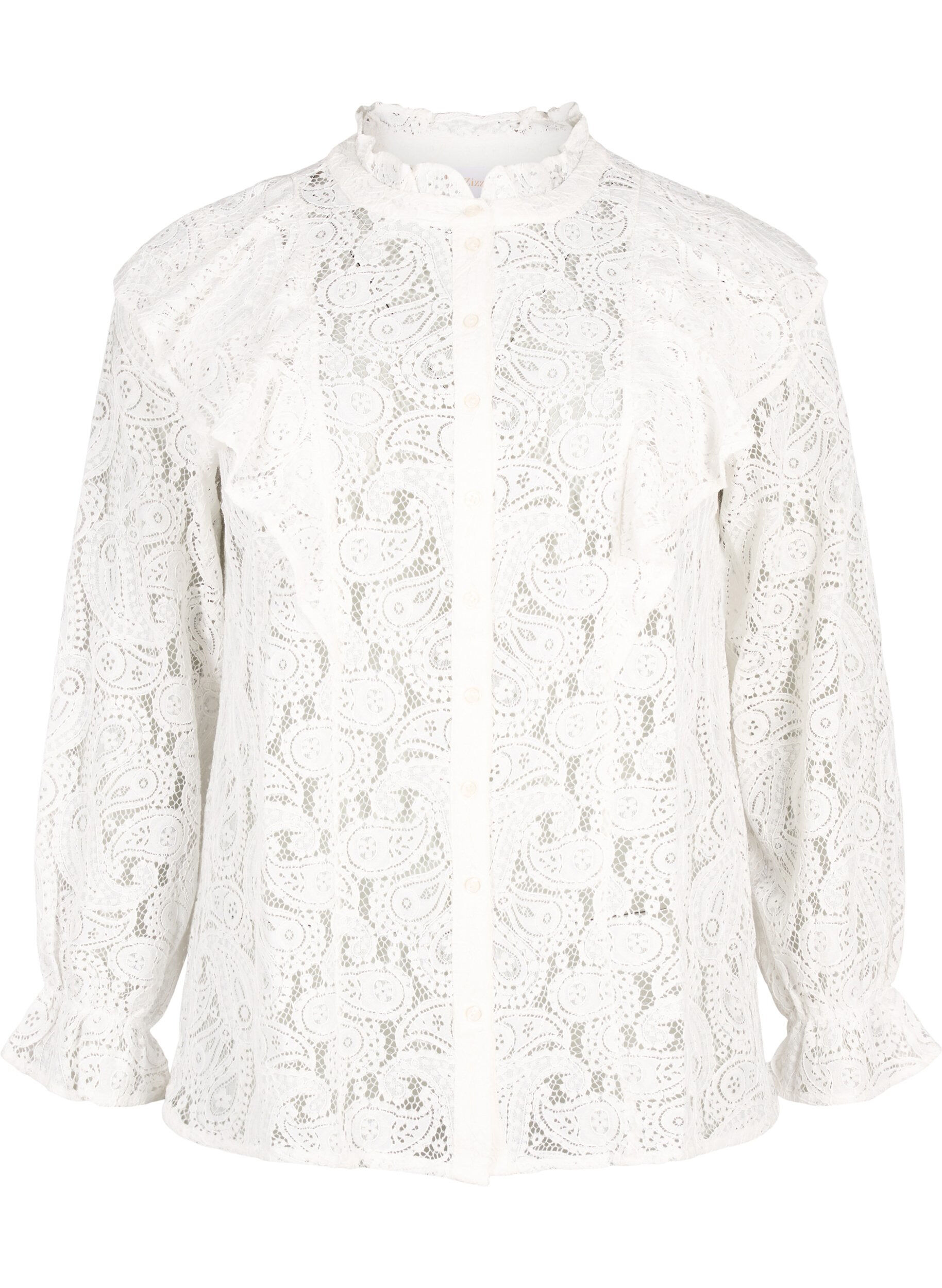 Blonde skjortebluse med flæsedetaljer