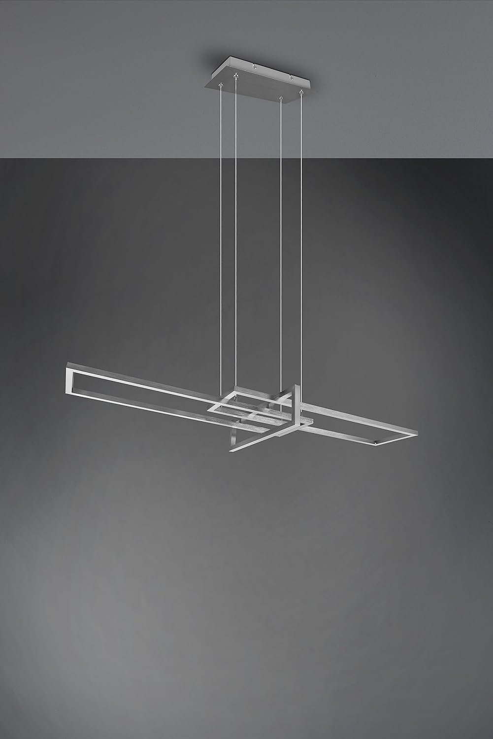 Trio Leuchten LED Pendelleuchte Salinas 320310307, Metall Nickel matt, inkl. 34 Watt LED, Switch Dimmer