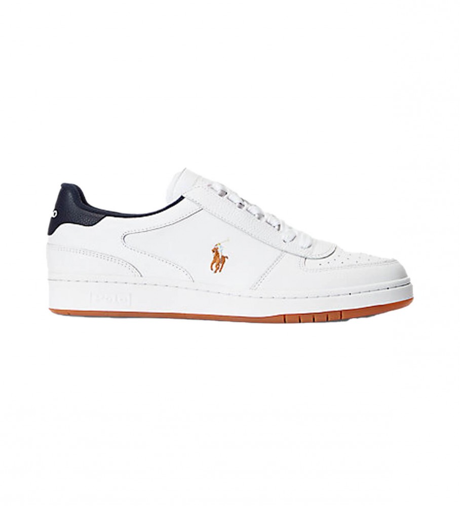 Tênis Ralph Lauren Court de couro cano baixo branco