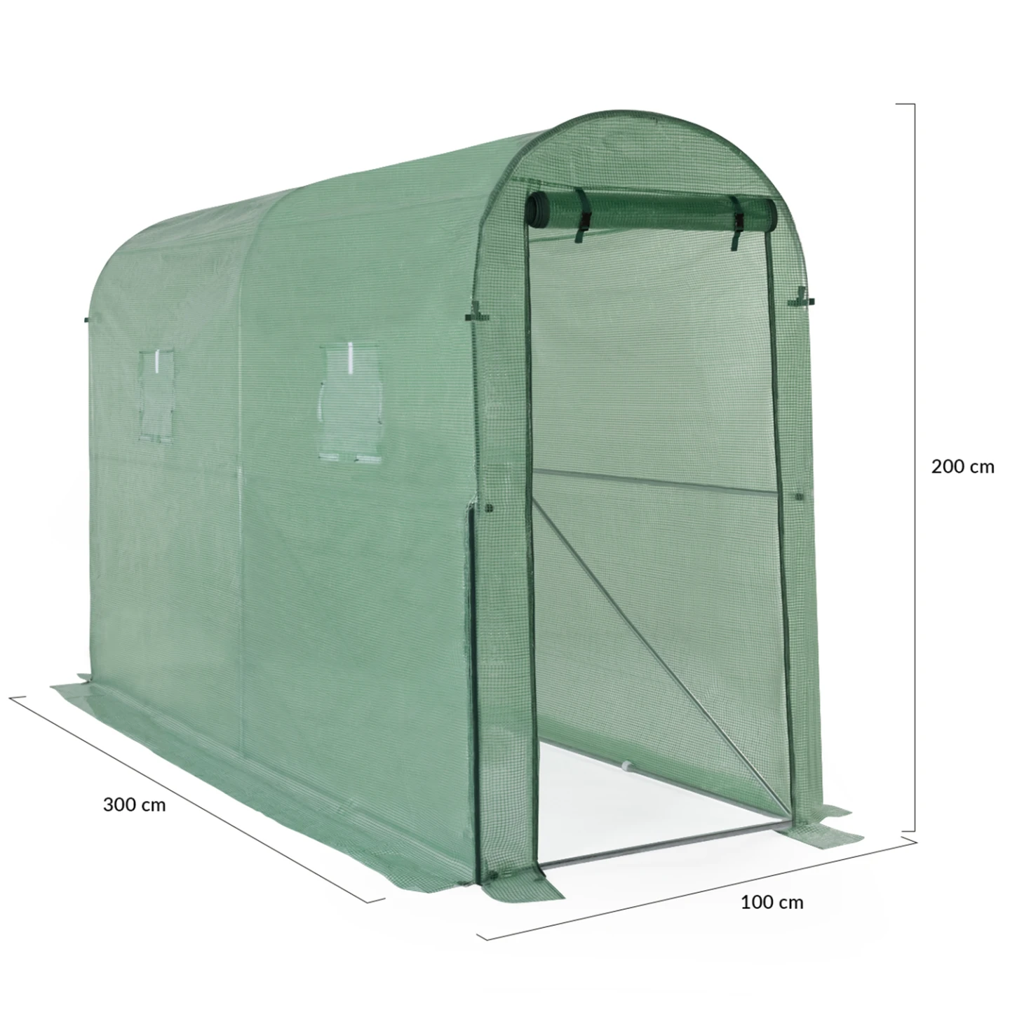 Serre à tomates relevable 3m² verte 2 fenêtres avec moustiquaire et porte zippée