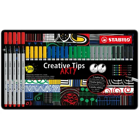 Multi-Liner-Set - STABILO Creative Tips - ARTY - 30er Metalletui - CLASSIC - in 6 verschiedenen Farben