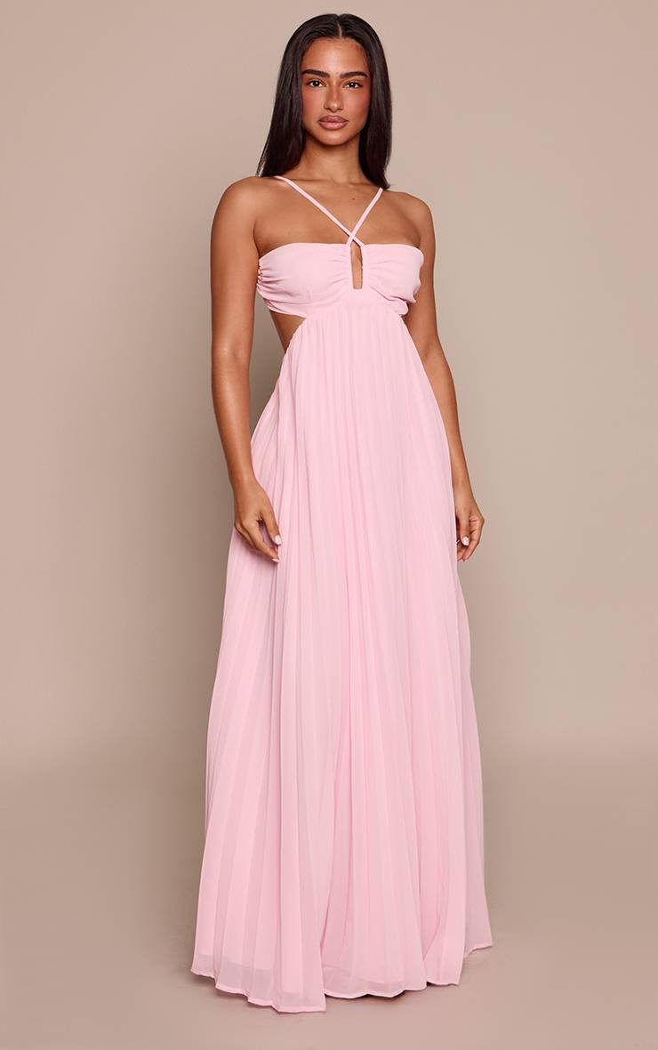 Rose Bébé Robe Maxi Bandeau Petite À Taille Découpée Avec Nœud Frontal Et Plissés
