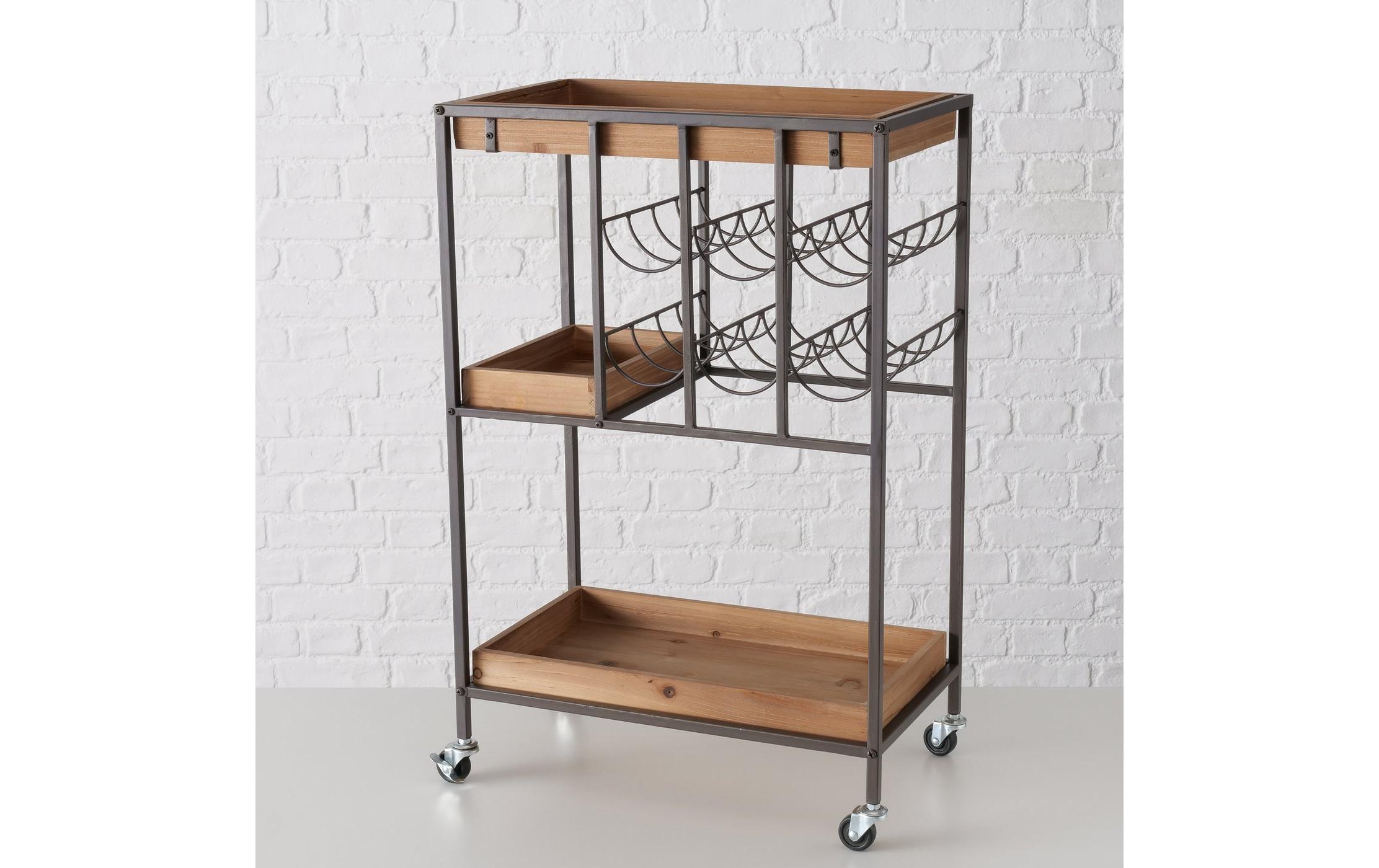 Bartrolley Minola 78 x 30 x 50 cm, Nature/Schwarz<br>Servierwagen auf Rollen