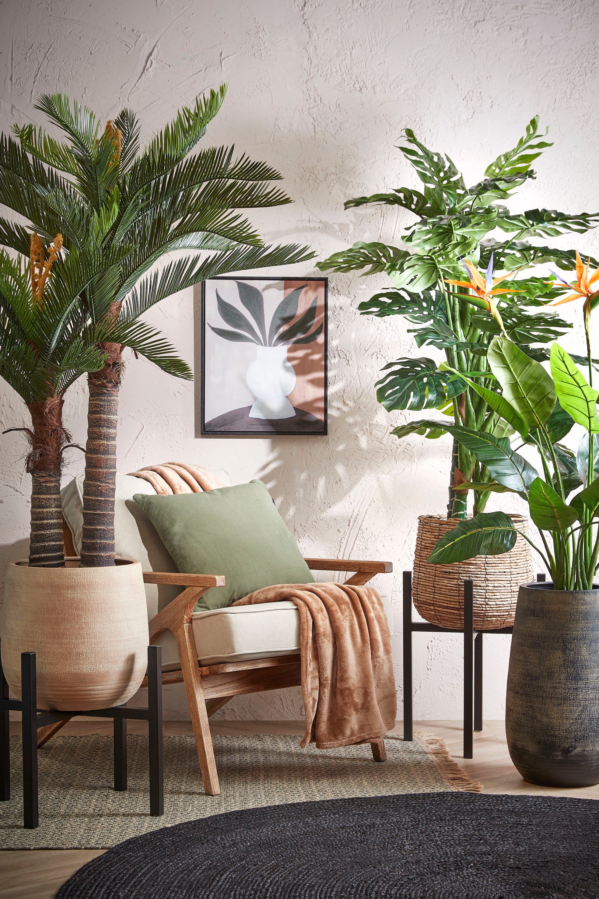 Strelitzia artificielle vert en pot h110