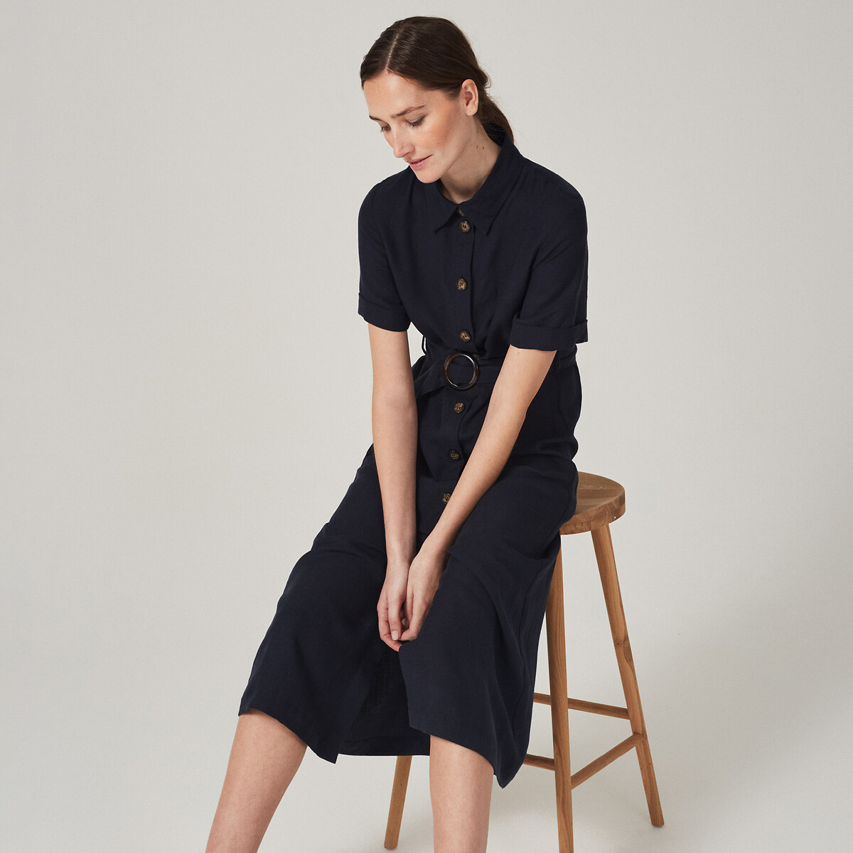 COLEÇÕES LA REDOUTE<br>Camisa em lyocell/linho misto Signature OPHELIE