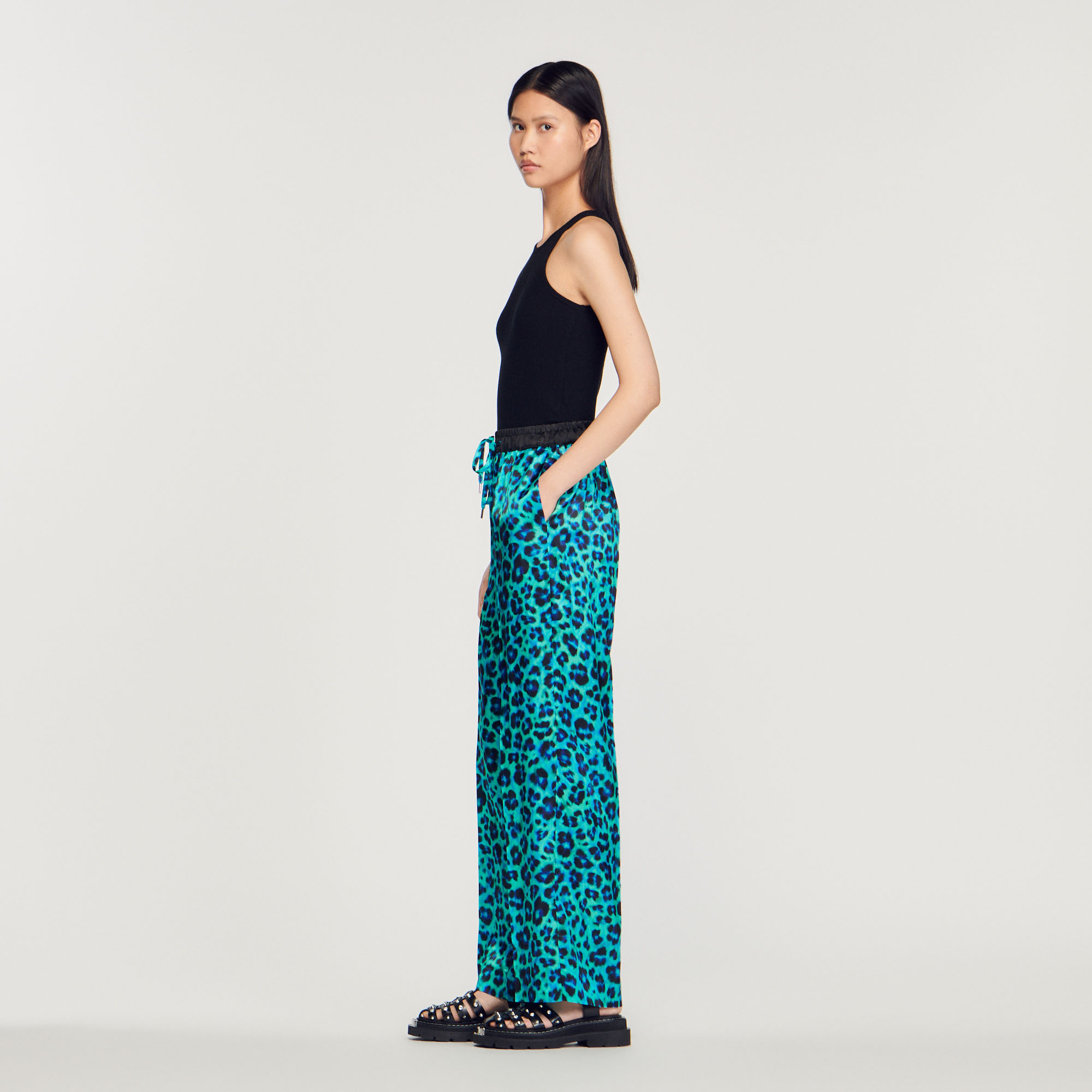 Pantalon large leopard