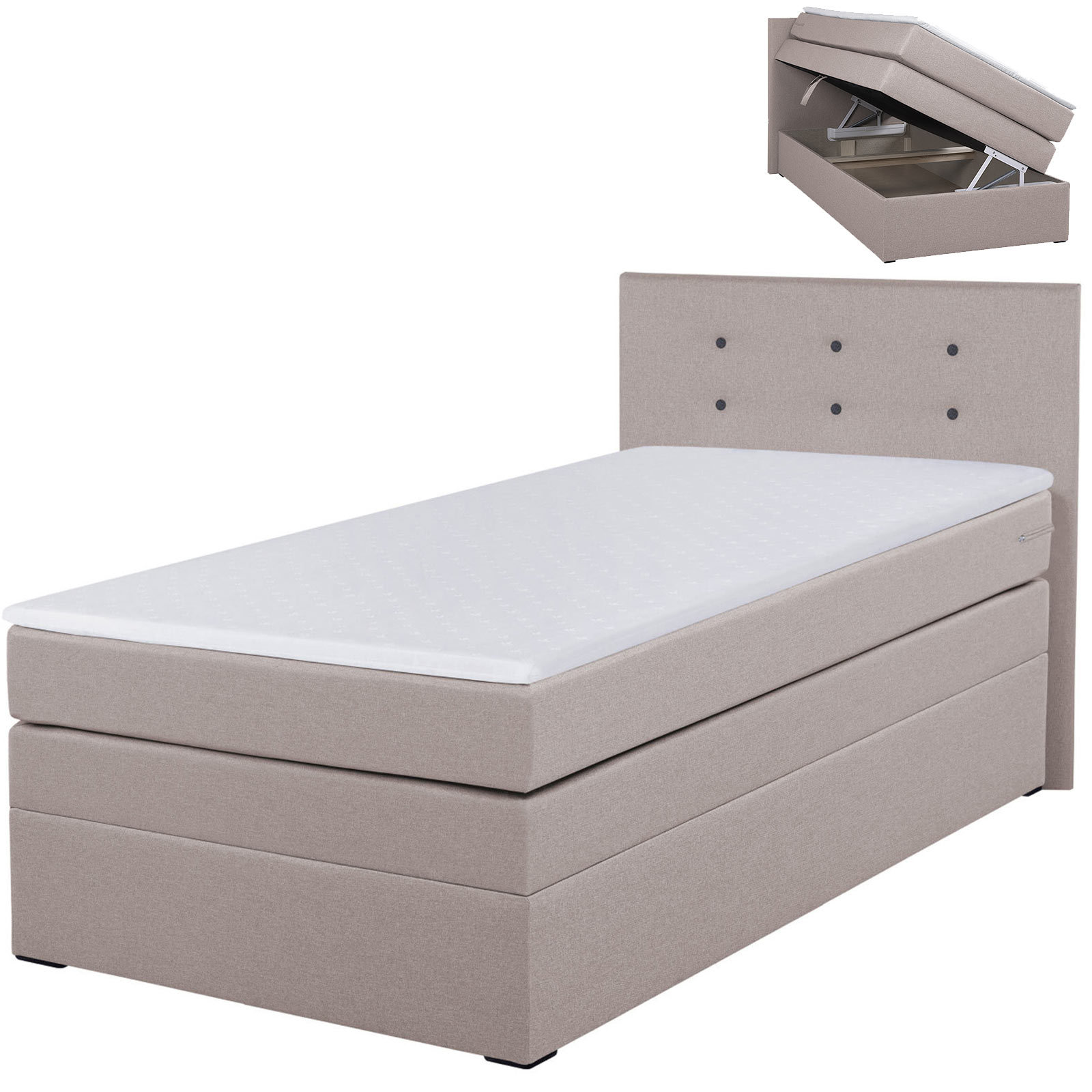 Boxspringbett - flamingo - H3 - 90x200 cm