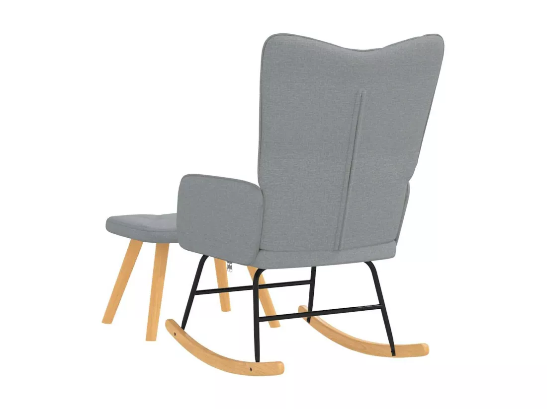 Chaise à bascule avec tabouret Gris clair Tissu