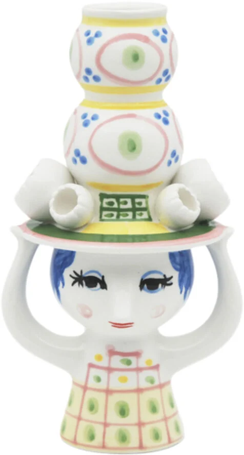 Bjørn Wiinblad Lady with hat Lysestage H16 cm pink Lyserød