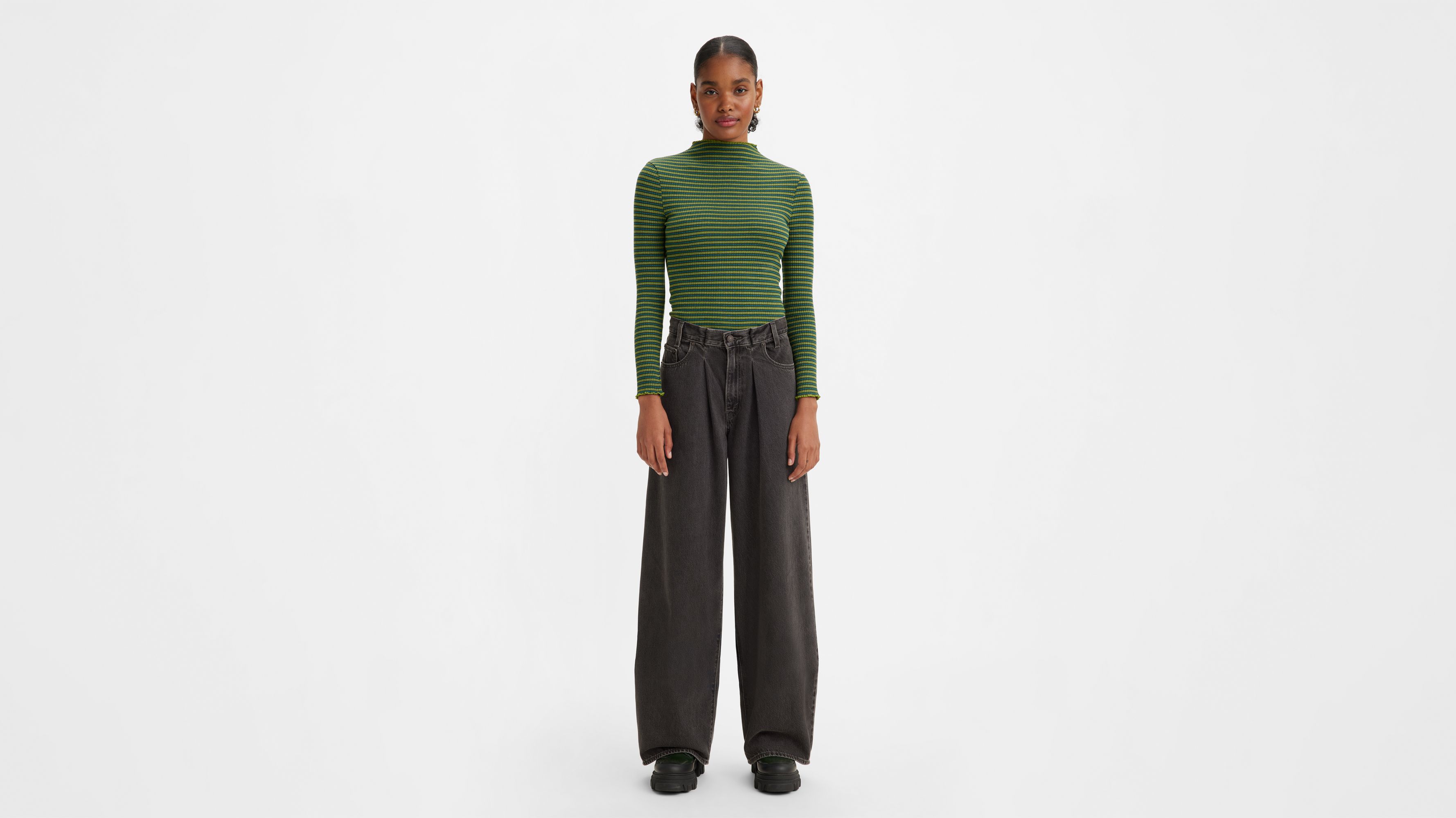 Pantalon Dad Baggy à plis marqués - Lose Control - Noir