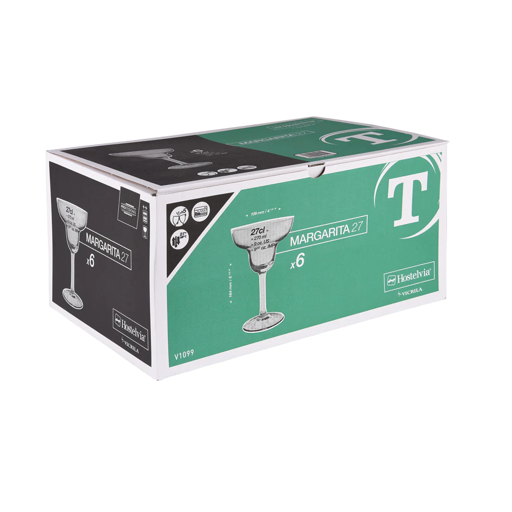 Boîte de 6 verre à cocktail trempés Margarita 27 cl Vicrila