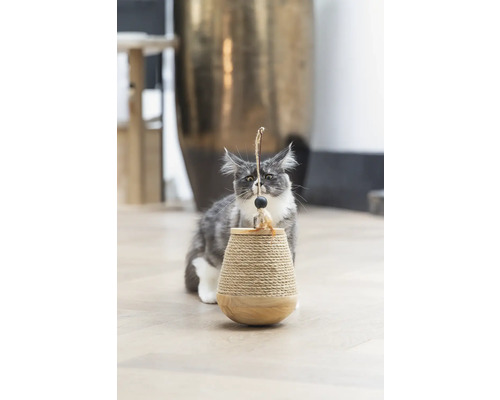 Krabmeubel ontworpen door Lotte, kattenspeeltje Tumble Mae, 15 x 15 x 18 cm, sisal, hout