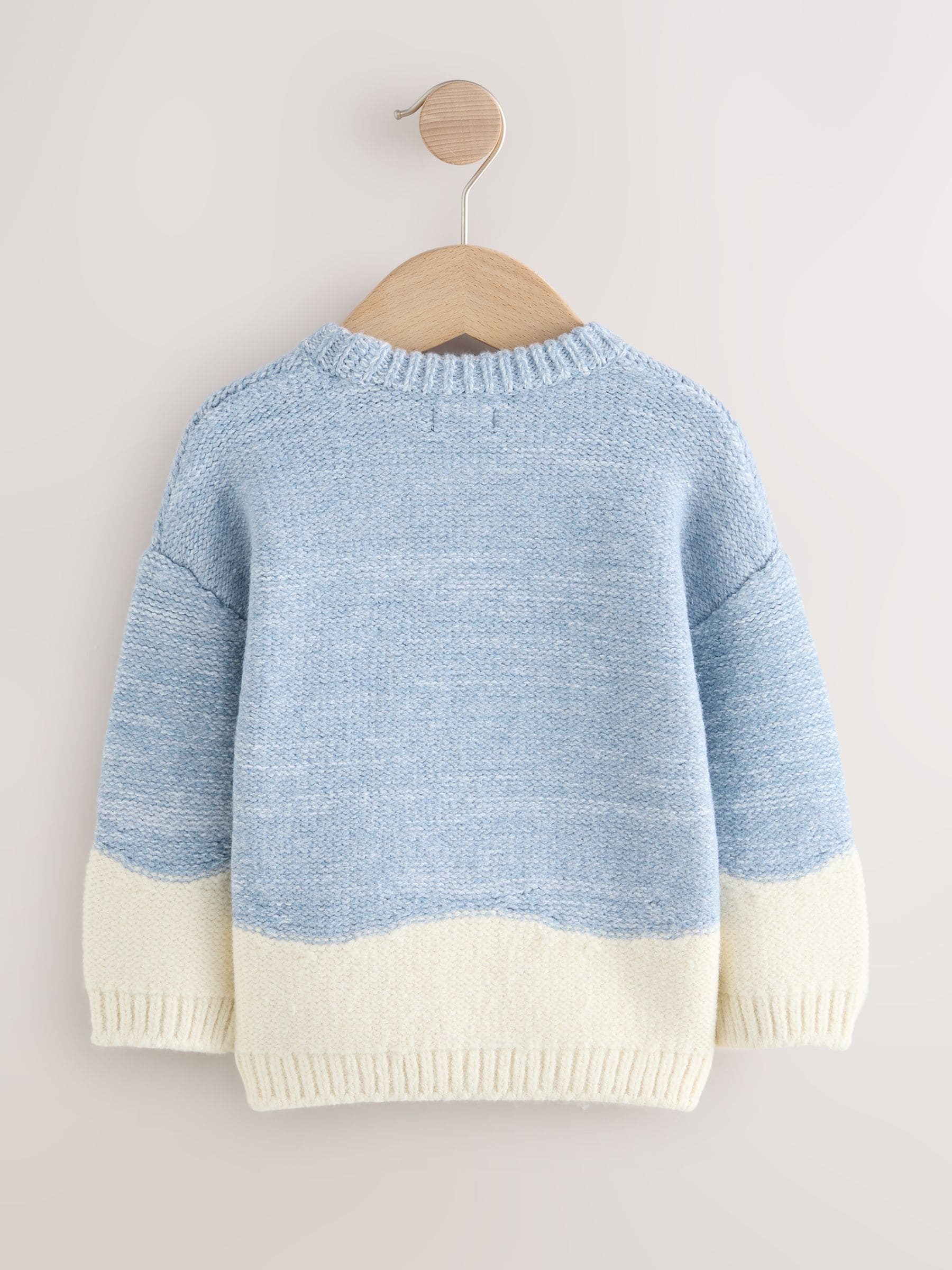 Blauw/ecru Sneeuwpop - Gebreide kersttrui (3 mnd-7 jr)