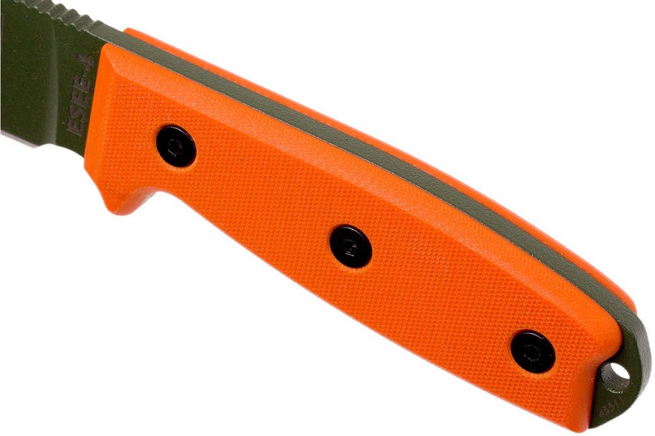 ESEE Model 4 OD blade, orange handle 4P-OD met schede   clip