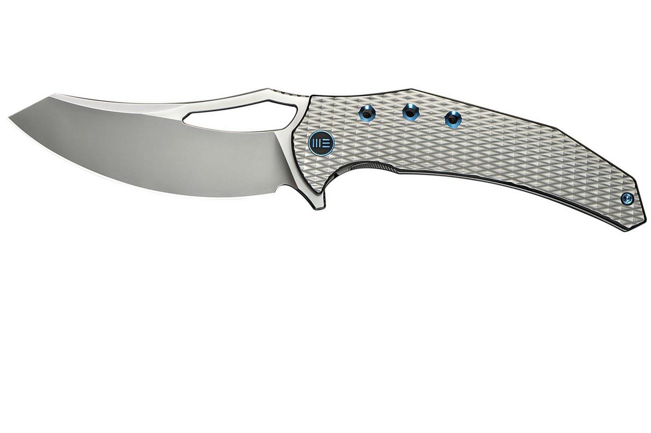 WE Knife Epaulette WE24024-3 Polished Bead Blasted M390 Diamond Patterned Polished Bead Blasted Titanium, zakmes, Gavko Knives design