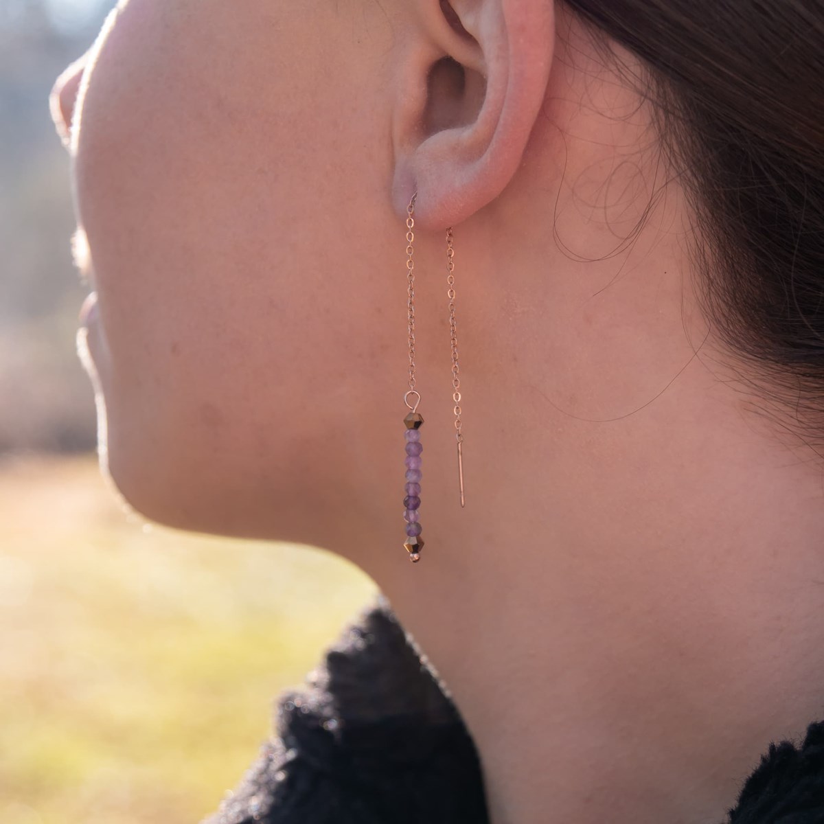Boucles d'oreilles pendantes Lumia en pierres Améthyste