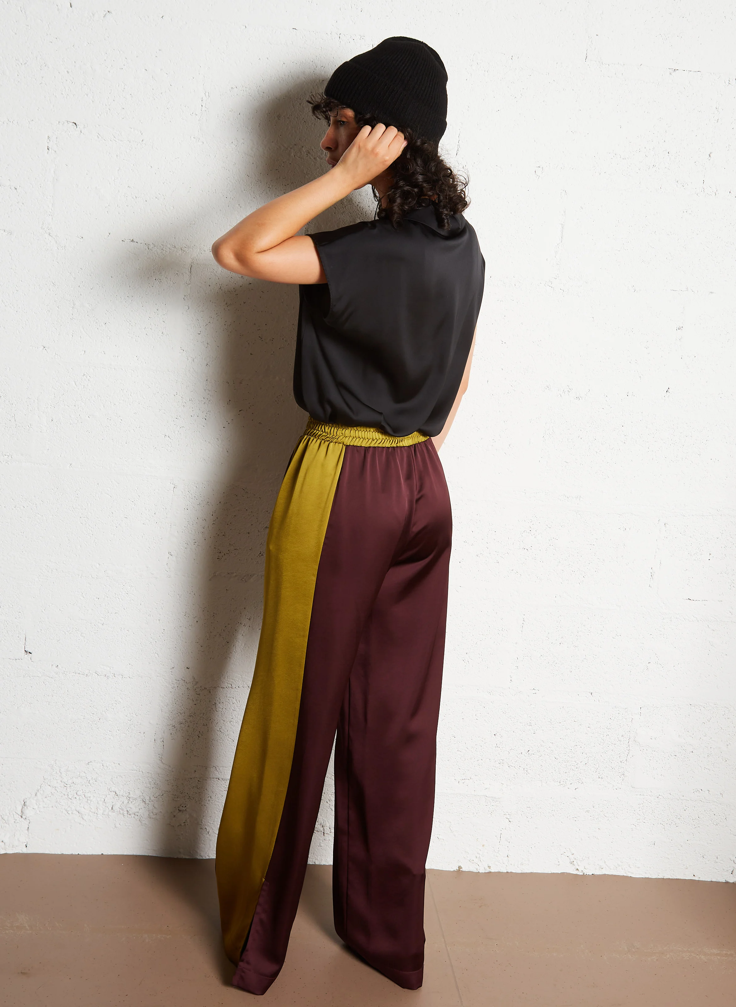 Pantalon large satiné | Rouge