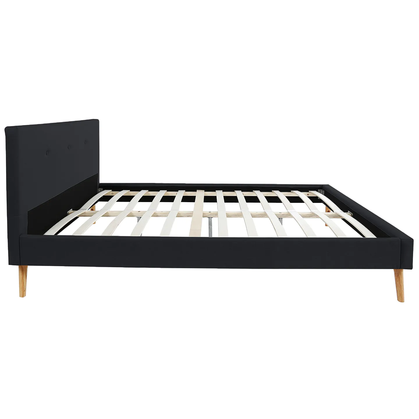Lit double scandinave OSLO avec tête de lit et sommier 140 x 190 cm tissu noir