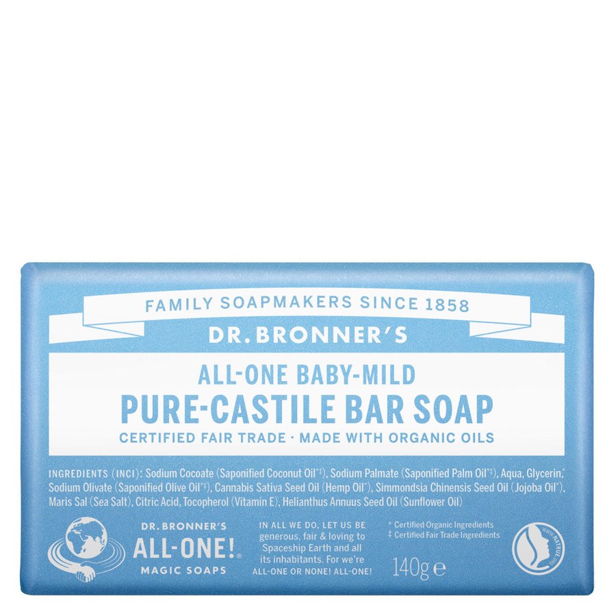Dr. Bronner All One Unscented Baby Mild Pure Castile Bar Soap 140g
