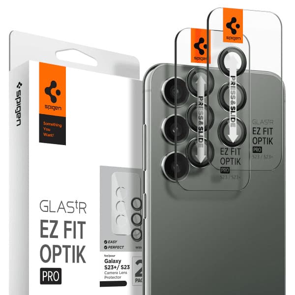 Spigen Samsung Galaxy S23/Galaxy S23 Plus Kameralinsebeskytter GLAS.tR EZ Fit Optik Pro 2-pack Sort