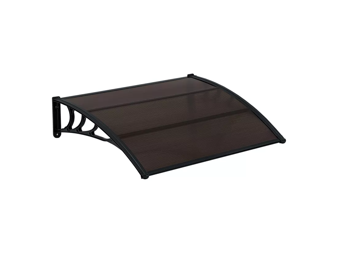 Auvent de porte d'entrée polycarbonate marron 120 x 100 x 0.5 cm 03_0004666