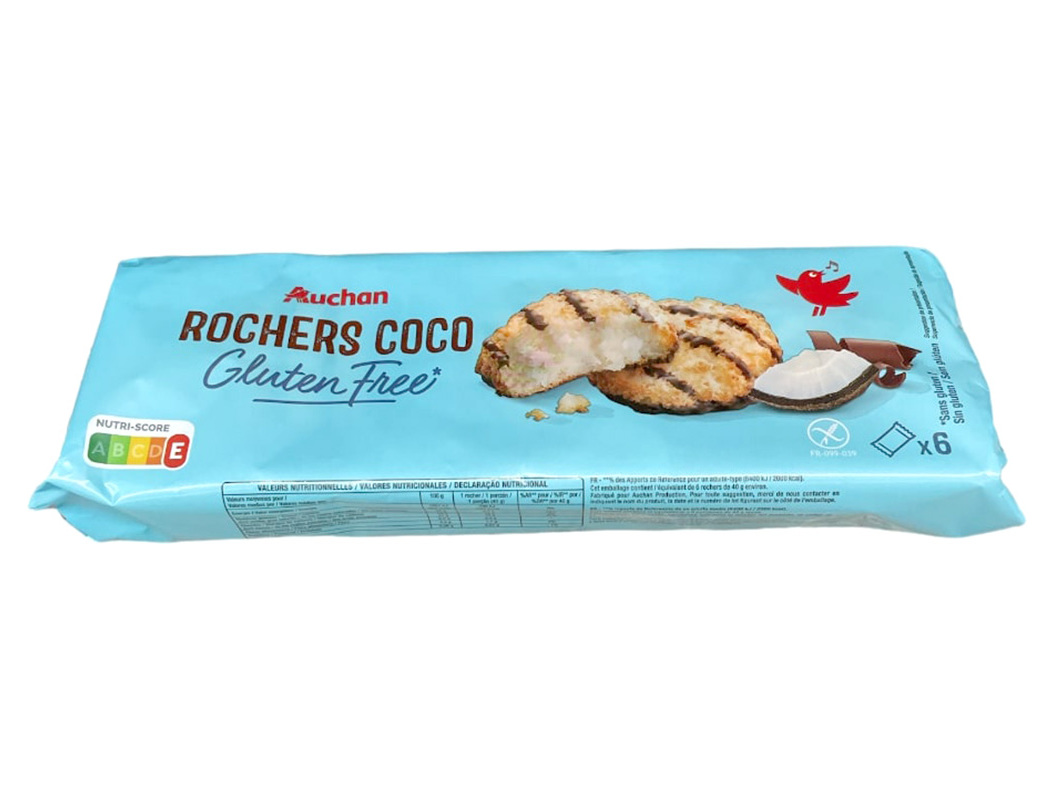 BOLOS DE CÔCO AUCHAN SEM GLUTEN COM CHOCOLATE 6 SAQUETAS 240G