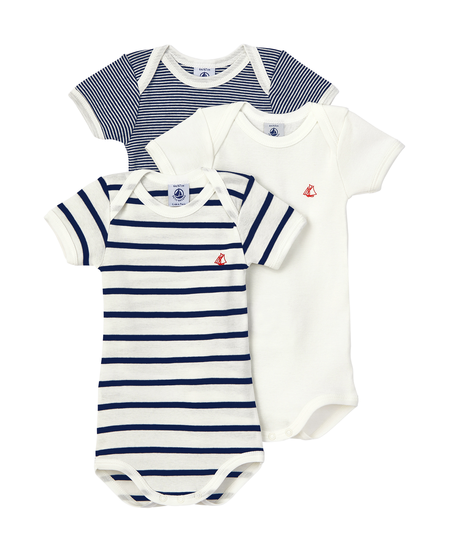 Lot de 3 bodies manches courtes en coton | Multicolore